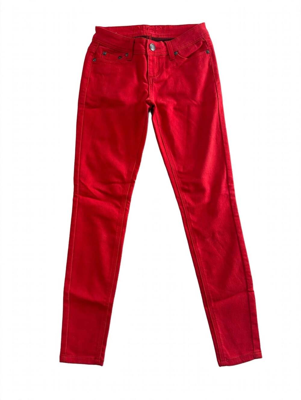 rue21 Low Rise Skinny Jeans Women Size 0 Red Stretch Denim Y2K